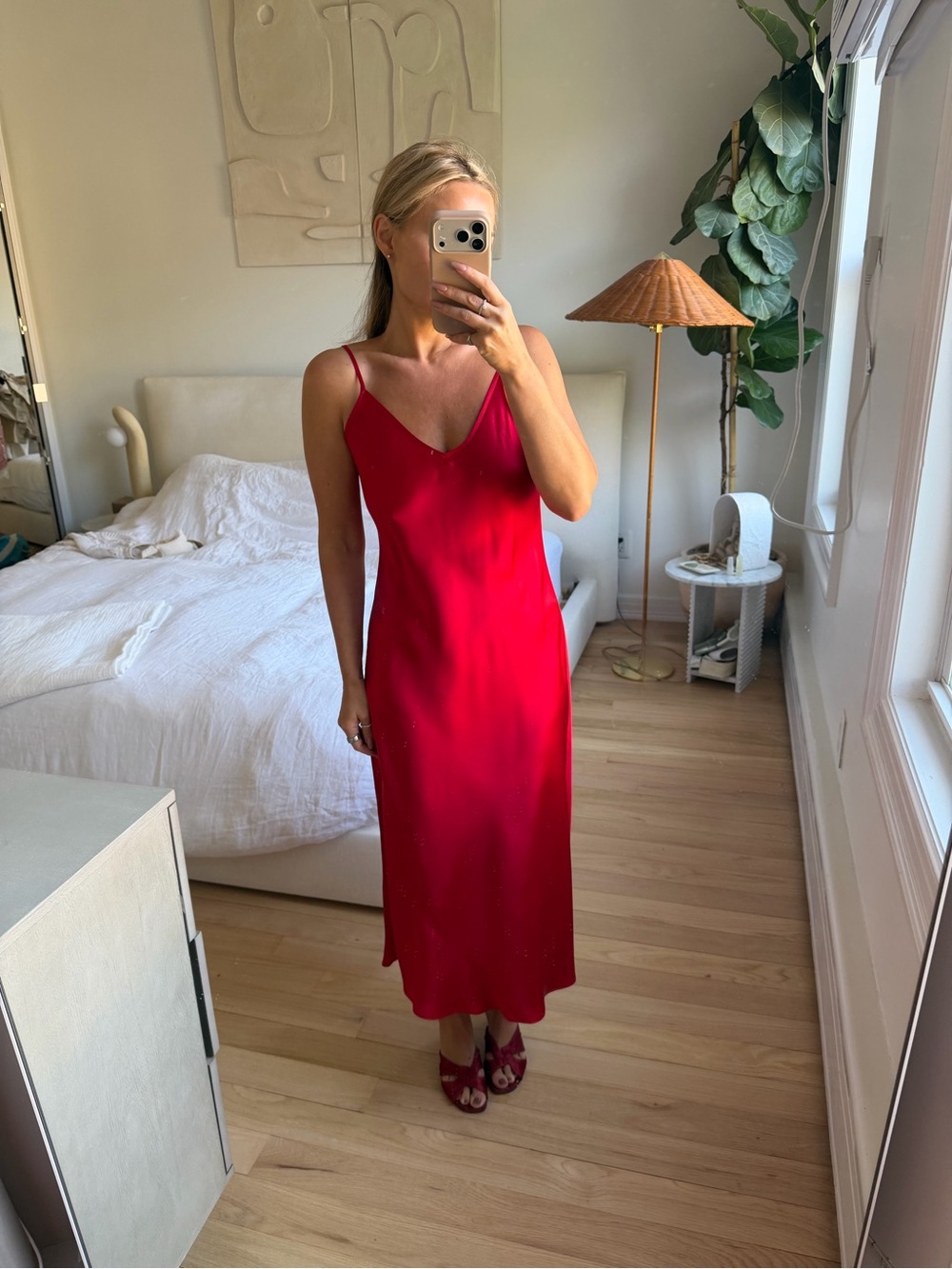 Quince Red Silk Slip Dress Size M New with tags